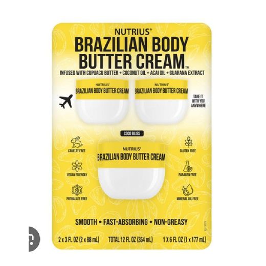 NUTRIUS Brazilian Body Butter Cream - 2 x 88ml and 1 x 177ml