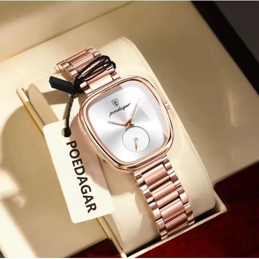 POEDAGAR 783 Elegant Waterproof Stainless Steel Quartz Women's Watch-Rose Gold White - image 2
