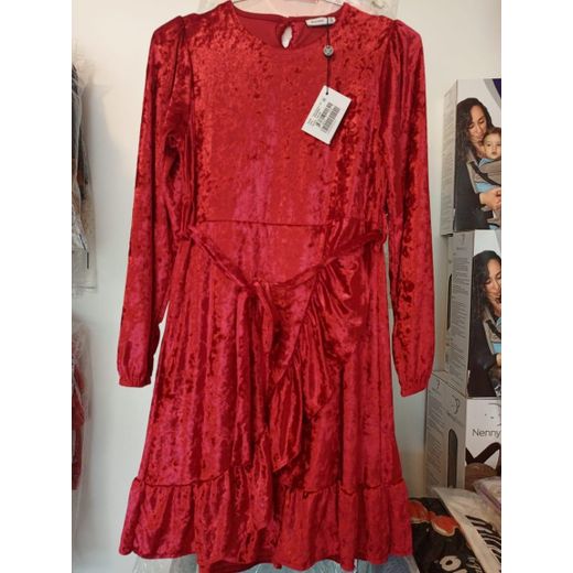 Kids Corner Girl Long Sleeve Velvet Dress-Red - image 2