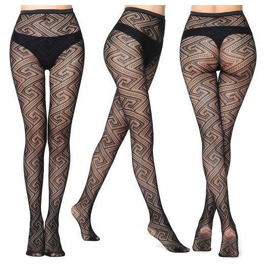 Fashion 3 Pairs - Women's Stockings High Stretch Jacquard Sexy Tights - Black - image 2