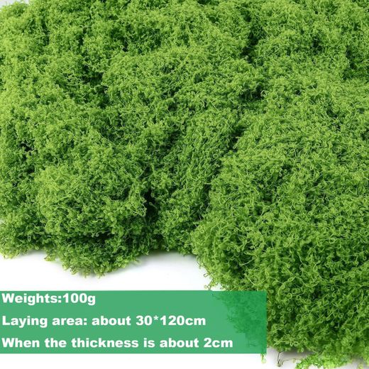 Generic Artificial Moss for Crafts, 100g Plastic Green Moss for Potted Plants - image 2