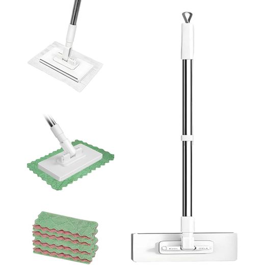 Generic 5-piece set (1 mop set + 4 cleaning cloths) Reusable dry and wet mop, suitable for cleaning kitchens, bathrooms, windows, and floors. - image 4