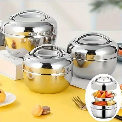 Generic Premium Stainless Steel Food Warmer Bowl For Office, School And Picnic -0.8L - image 2