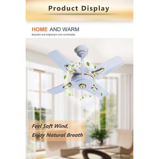 DELUXE 24" High-Quality Short Blade Ceiling Fan - 220- 240V- 60W - White - image 2