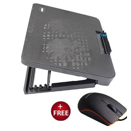 White Label Laptop Cooling Pad N99 with Adjustable Stand - Black + Wired Mouse