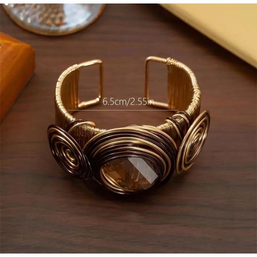 Generic Handcrafted Wire-Wrapped Crystal Cuff Bracelet – Multi - image 3