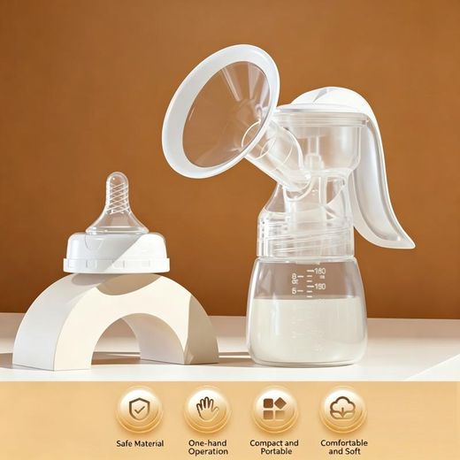 Generic Manual Breast Pump Powerful Suction Cup Milk Extractor Feeding Bottle For Breastfeeding 2 in 1