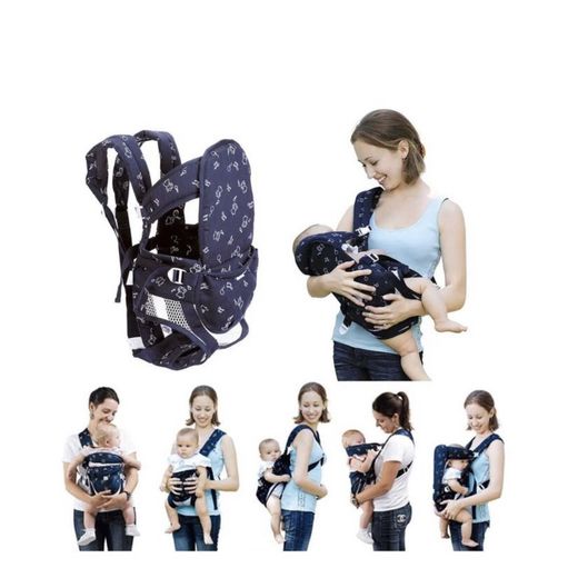 White Label 4 in 1 Portable Baby Bed with 6 ways Adjustable baby Carrier Set - Dark Blue/Pink - image 3