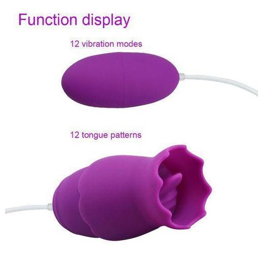 Generic Rose Vibrator Sex Toy Tongue Masturbation Vibrator Masturbator  Powerful Multi Speed Rechargeable G-Spot Vibrator Licking Tongue Powerful Egg Vibrator Sex Toy For Women - image 4