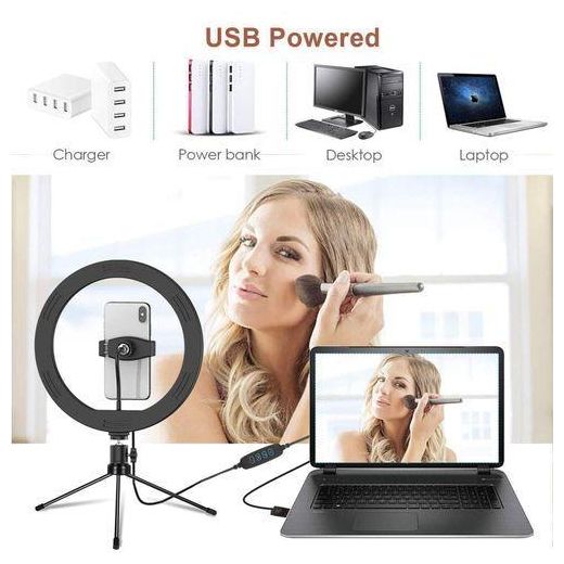 Tianquil Desktop 8 Inch LED Ring Light with Tripod Stand & Phone Holder & 3 Modes Adjustable Fill Light for Selfie/Live Stream/Makeup - image 4
