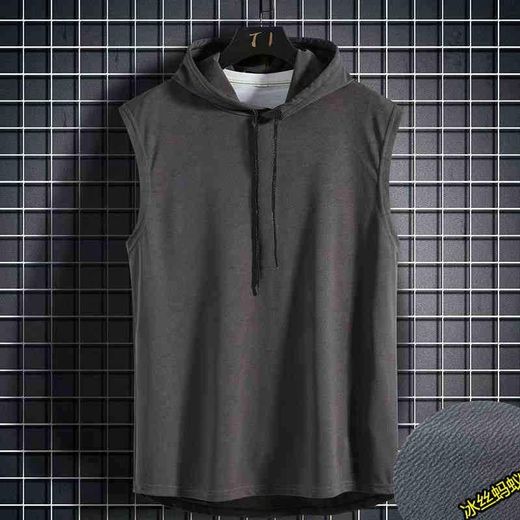 Fashion Men's Hooded Tank Top Summer Basketball Jersey Sleeveless Thin Fitness Base Shirt - image 2