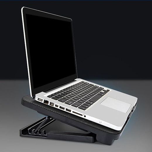Generic Laptop Cooling Pad with Dual LED Fans – Adjustable Stand - Black - image 2