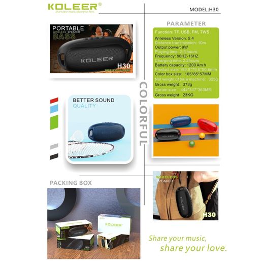 Generic Koleer H30 Portable Wireless Bluetooth Speaker-Blue - image 3