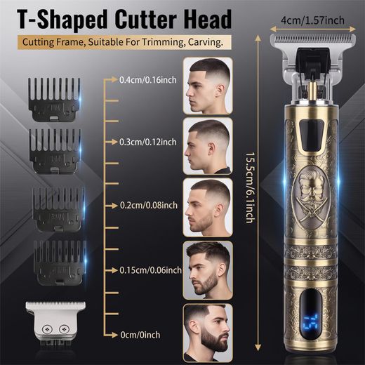 Generic Professional Men's Electric Hair Clipper with LCD Display, USB Rechargeable for Faded Haircuts, Barber-Grade Trimmer - image 2