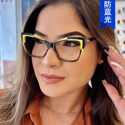 Fashion Ladies  Fashion Blue Light Blocking Glasses  Pink Personality Cat Eye   Computer Eyeglasses  With Leopard Frame For  Women - image 4