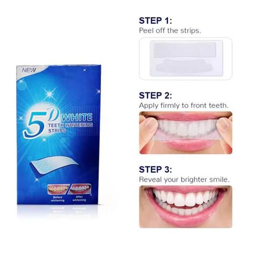 Generic 14 pcs 5D White Teeth Stickers Gel White Strips Stain Removal Oral Hygiene Care Strip