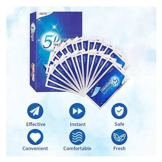 Generic 14 pcs 5D White Teeth Stickers Gel White Strips Stain Removal Oral Hygiene Care Strip - image 2