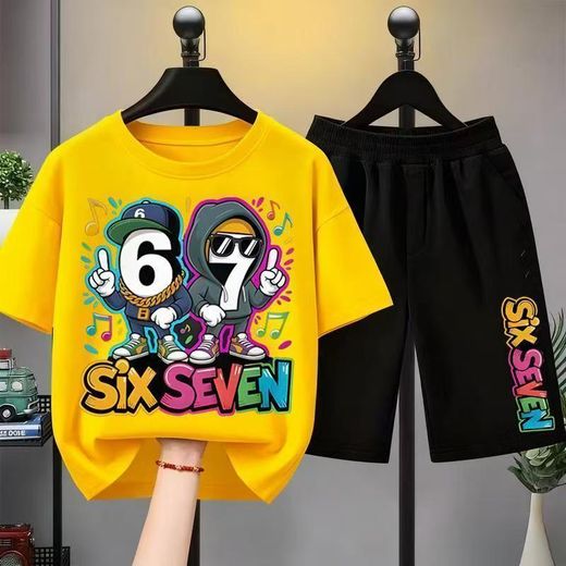 1-9 Years Old Boy Hip-hop style Cartoon Boy's T-shirt Set Shorts