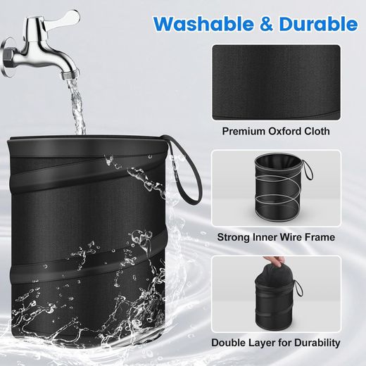 Generic Car Trash Can, Mini Collapsible Pop-up Car Garbage Can, Waterproof Hanging Car Trash Bag with Velcro - image 4