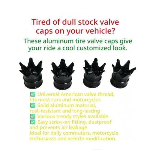Generic Black Aluminum Tire Valve Caps, Universal American Valve, Anti-Rust Dust Protection for Cars, Motorcycles, Daily Commute & Vehicle Modification