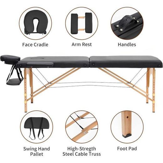 Generic A Folding spa Bed for Physical Therapy- Black - image 2