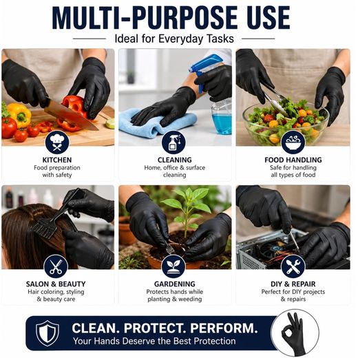 White Label Nitrile Disposable Black Gloves Powder-free & Latex-free - 10pcs - image 2