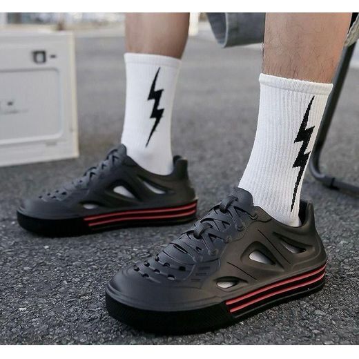 Oem Lightweight Breathable White Casual Crocs Shoes for Men Women Lightweight Waterproof Hollow Beach Style Sneakers - Black - image 2