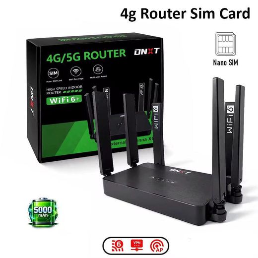 Generic Universal Broadband 4G/5G Router with 5000mAH Battery - Black