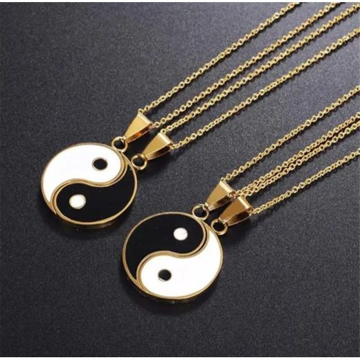 Generic Yin-Yang Matching Pendant Necklace – Gold Chain (Pair) for Unisex - image 3