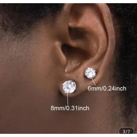 AD 2pcs Crystal Magnetic Ear Ring - Sliver