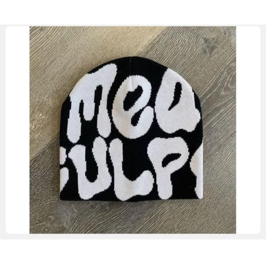 Cap Mea Culpa Acrylic Knitted Skull Cap - Beanie Hat Men & Women- Unisex Black/White - image 2