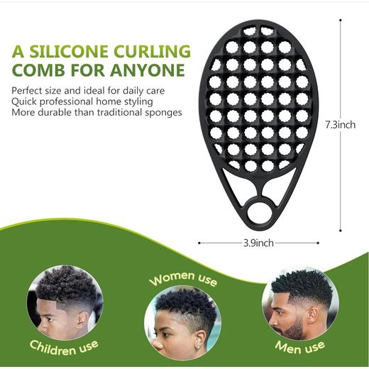 LICUE Magic Silicone Curly Hair Brush, One Piece Twist Curl Comb for Afro Curls, Washable Hair Tool for Men Women, Black, 1 Piece - image 3