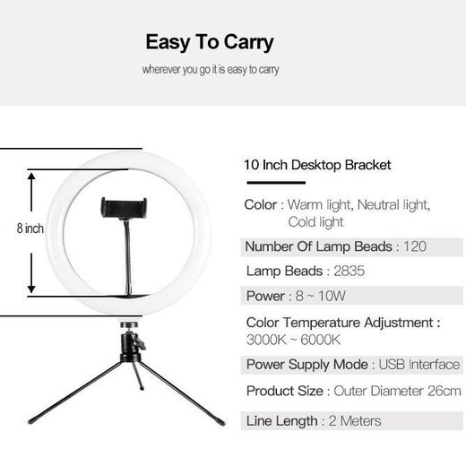 Generic 10 Inches Ringlight With Adjustable Tripod Stand - image 4
