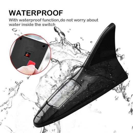 Generic Solar Powered Car Shark Fin Antenna LED Warning Flash Strobe Tail Light - Black - image 2