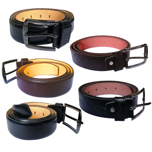 5 Set Leather Belts - Black / Brown