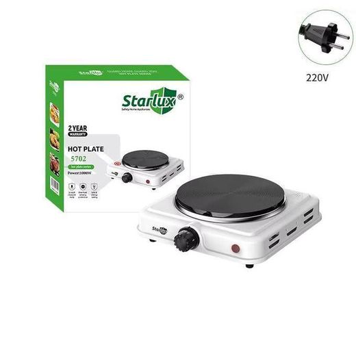 Starlux 1000W Single Burner Electric Hot Plate Stove- Black/White