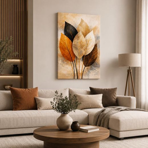 Generic Abstract Leaves Canvas Wall Art – 3D Frameless Flat Board Modern Living Room & Bedroom Decor, Available in 3 sizes - image 2