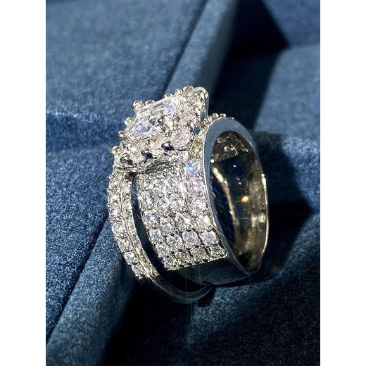 Generic F940 Unisex Princess Cut Natural Diamond Ring in 14K White Gold (G Color) - image 3