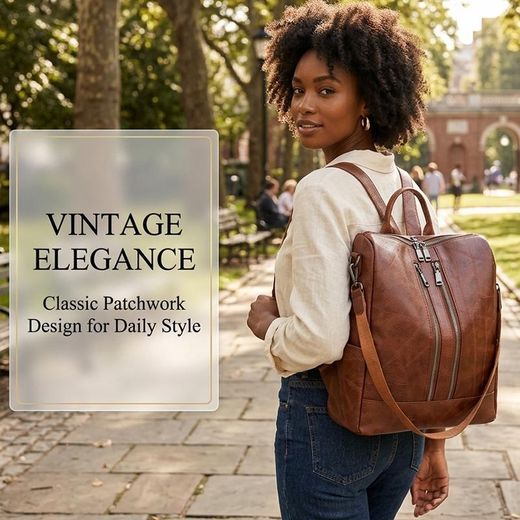 STY Ladies Handbag Women Backpack Korean Version PU Bag Single-Shoulder Bag Top-handle Bag - Dark Brown - image 2