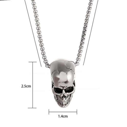 Fashion Vintage 3D Sculpt Skull Shaped Pendant Necklace, Antique Silver Tone Box Link Neck Chain, Unisex Punk Street Fashion Accessory For Young Guys Daily Outfit - image 4