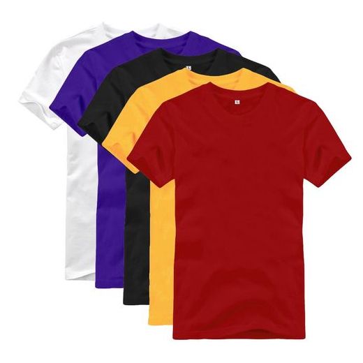 Round Neck Short Sleeve T-Shirt - 5 Pieces - Multicolour