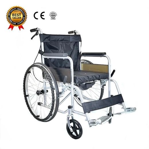 Generic Steel Wheelchair - 180kg Capacity Collapsible Portable Manual Wheelchair with 360° Rotation- Black - image 2