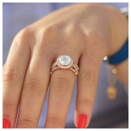 White Label 3- Set Stainless Steel Engagement/Wedding Ring - Rose Gold - image 3