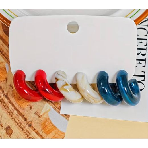 New C- shaped earrings-3 pairs -multiple