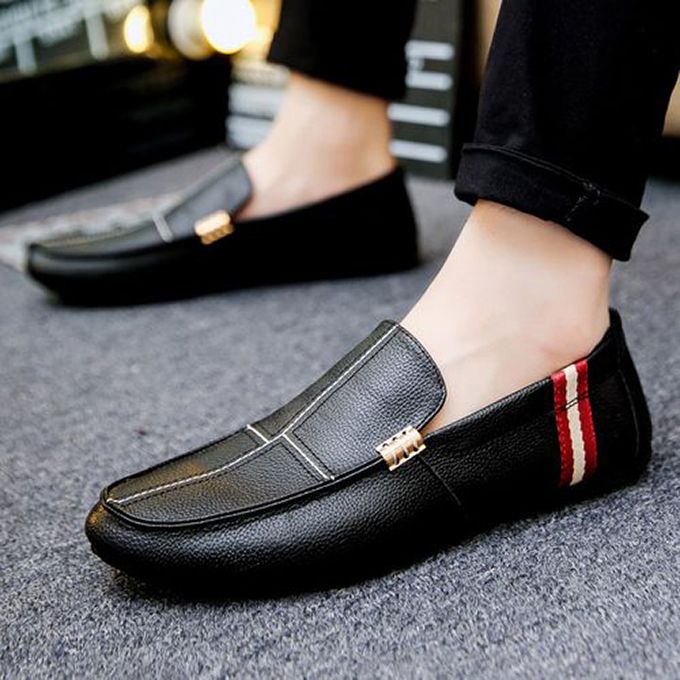 Shop Fashion Mens Leather Loafers Slip On Casual Shoes - Black Online ...