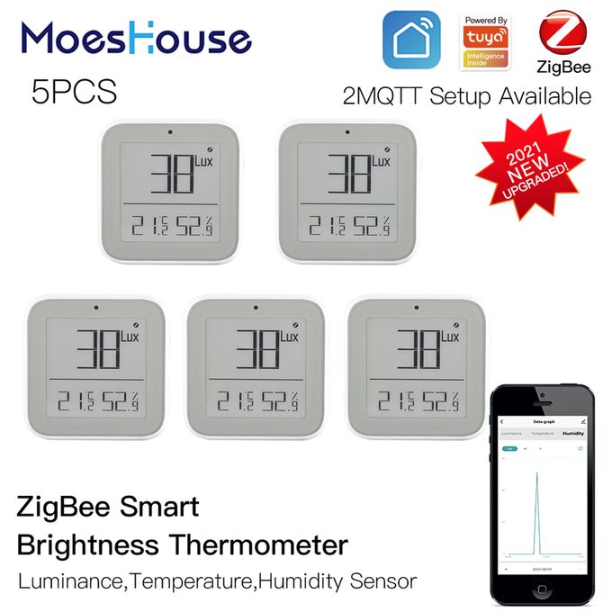 Zigbee/Bluetooth Smart Brightness Thermometer Real-time Light Sensitive  Temperature and Humidity Detector