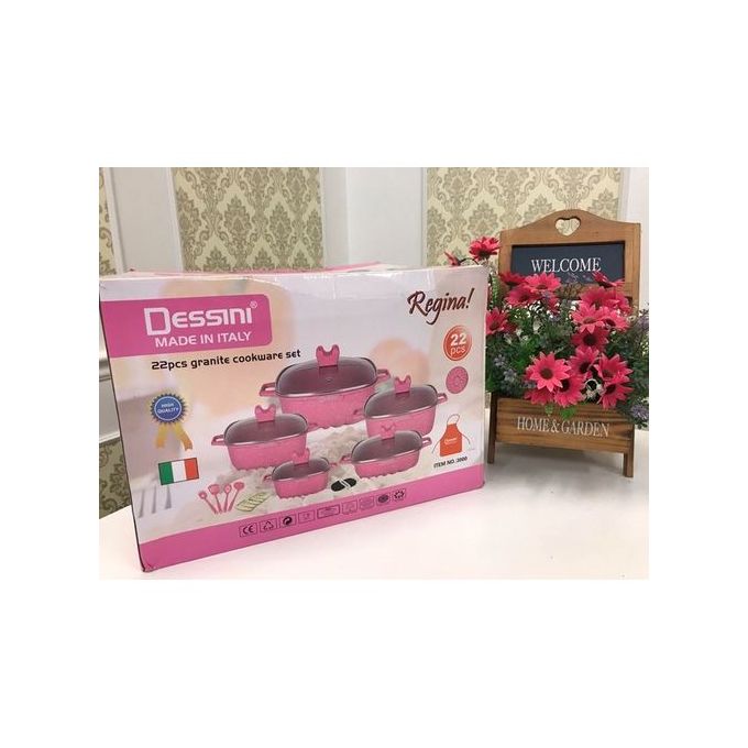 Shop Dessini Granite Cookware Set - 22 Pieces Pink Online ...