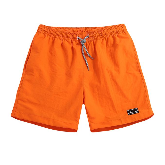 Orange Workout Shorts Men Casual With Pockets Solid Shorts Beach Sports  Drawstring Shorts Men Summer Men's Casual Shorts