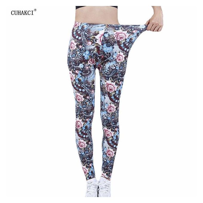 Shop Generic Cuhakci Womens Stretch Fitness Pants Spandex Floral Printed  Leggings Workout Trousers Classic Polyester Casual Leggigs Online