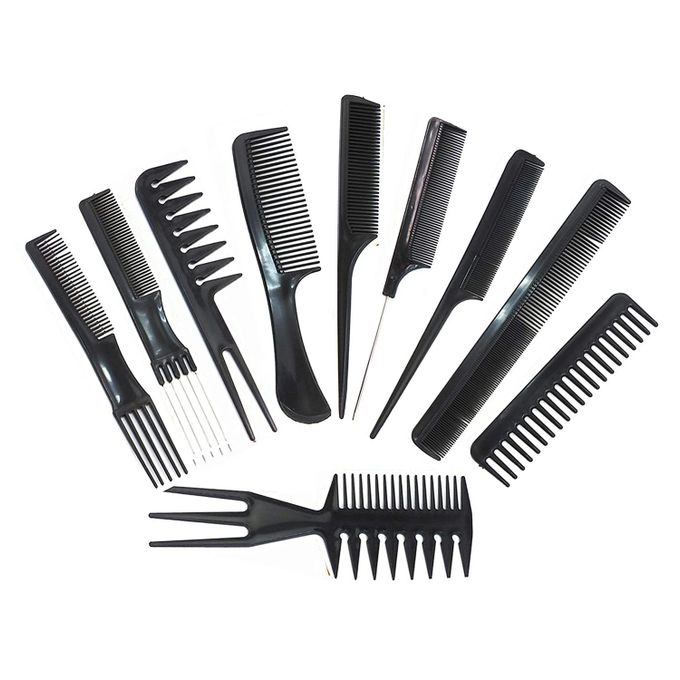 Shop Generic 10-In-1 Professional Styling Combs Set - Black